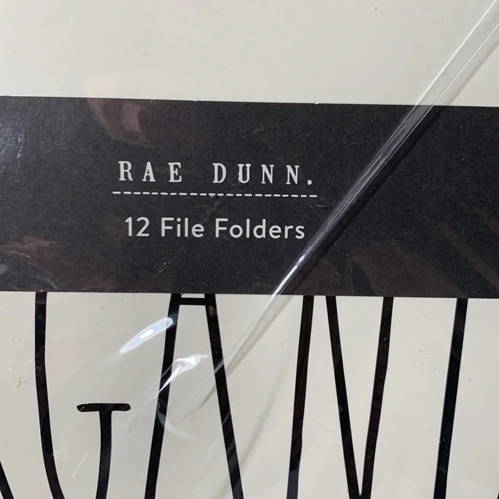- Sealed - NWT Rae Dunn 12 Tan file folders ORGANIZE SAVE FILE